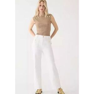 J. CREW Women's Sailor Slim Wide-Leg Jean in White Size 32 Tall NWT‎